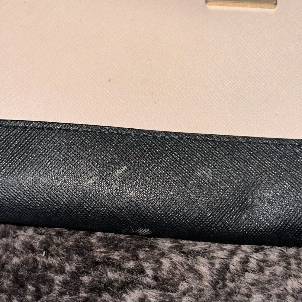 Kate Spade Taupe Black Colorblock Laurel Way Large Wallet Minimalist Preppy Chic